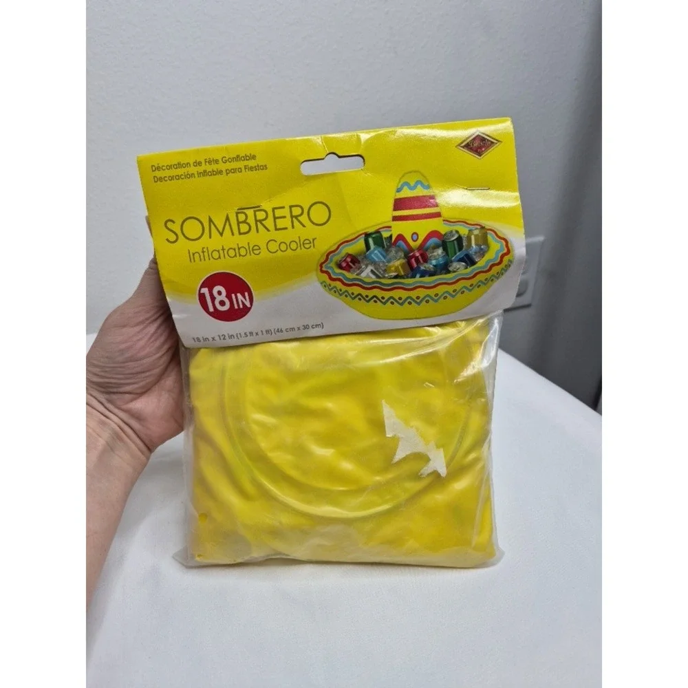 Beistle‎ Sombrero Inflatable Cooler 18 Inch Fiesta Party Decoration Yellow 50254